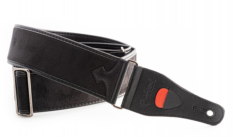 DIVINE Black bass strap is soft, padded and looks very similar to nubuck leather.